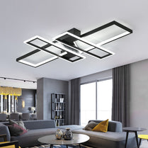 Modern LED Chandelier Light for Living Room Bedroom Kitchen Home Ceiling Lamps Remote Control Rectangle Black Lighting Fixtures webstore.myshopbox.net