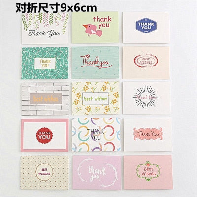 15pcs/lot Mix Designs thank you for you best wishes Folding card gift message card DIY decoration Holiday greeting card envelope webstore.myshopbox.net