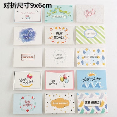 15pcs/lot Mix Designs thank you for you best wishes Folding card gift message card DIY decoration Holiday greeting card envelope webstore.myshopbox.net