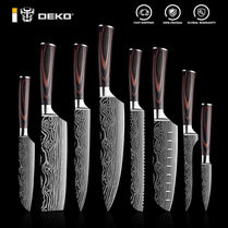 DEKO Kitchen Knives Set Sharp Professional Chef Knives 4CR13 Boning Damascus Japanese 7CR17 440C High Carbon Stainless Steel