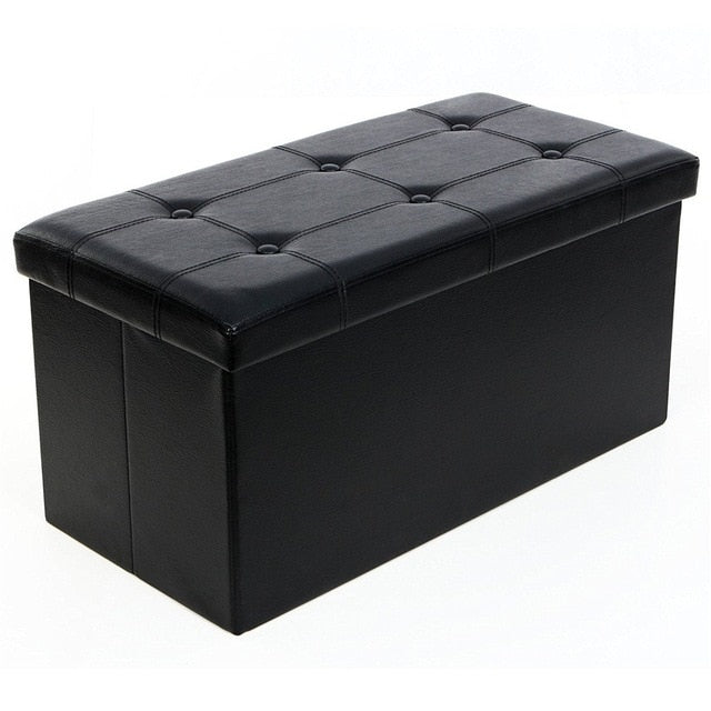 Folding Cuboid Ottoman Bench Leather Sofa Chair Footstool Storage Box Storage Cabinet Large Size 76x38 x38cm Home Furniture