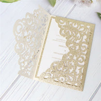 Glitter Invitations Hollow Gold Silver Rose Gold Wedding Bridal Gift Card Birthday Greeting Card Customized  Printing webstore.myshopbox.net