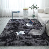 Dark Grey Plush Carpet for Living Room Tie Dyeing Fluffy Rugs Kids Anti-slip Bed Room Floor Rugs Window Bedside Soft Velvet Mat