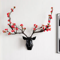 3d Deer Hear With Flower Horn Wall Décor Modern Animal Hear Livingroom House Decorations Abstract Sculpture wall Statue Gift