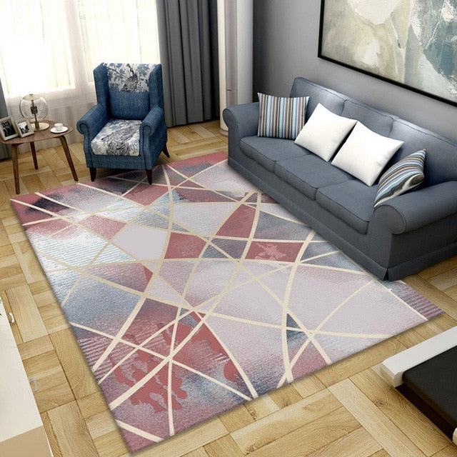 Geometric Anti-slip Carpet Indoor Printed Decoration Area Rugs Living Room Bedroom Bedside Bay Window Sofa Floor Decor Mat