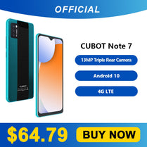 Cubot Note 7 Smartphone Triple Camera 13MP 4G LTE 5.5 Inch Screen 3100mAh Android 10 Dual SIM Card mobile phone Face Unlock
