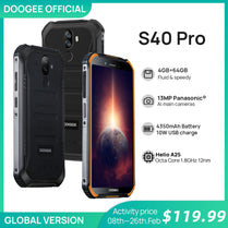 DOOGEE S40 Pro Android 10 Rugged Mobile Phone IP68/IP69K 4GB RAM 64GB ROM Waterproof Smartphones Helio A25 Octa-core Cell phones
