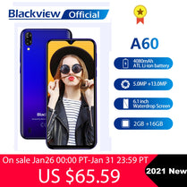 Blackview 2021 New A60 2GB+16GB Smartphone 4080mAh Android 10 Cellphone 6.1