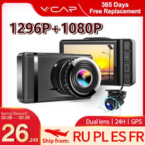 VVCAR F3 Car DVR Camera Full HD 1296P Speed N GPS Dashcam Video Recorder Rear AHD 1080P Dash Cam Registrar