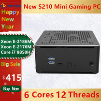 Newest S210 Mini PC Intel i7 8850H Xeon E-2186M 2 Intel Lans 2*DDR4 2*M.2 NVME+1*2.5''SATA Gaming Computer Win10 HDMI DP AC WiFi