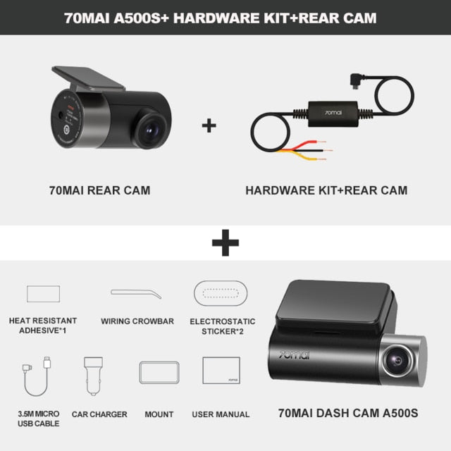 70mai Dash Cam Pro Plus 1944P Built in GPS ADAS 70mai Plus Car Dash Camera Dual Cam 70mai Plus A500 A500S Car DVR 24H Parking