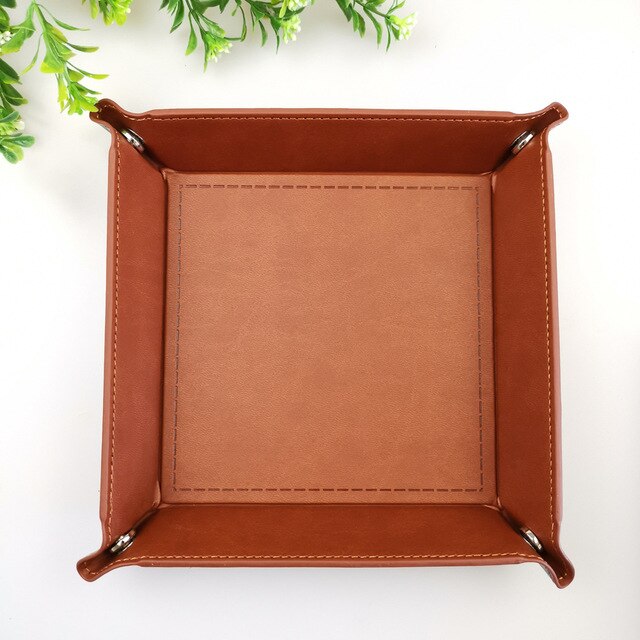 Square Tray PU Dish Foldable Pads Storage Box Leather Rack Table Mat Non Stick Dice Holder Sundries Plate Organization