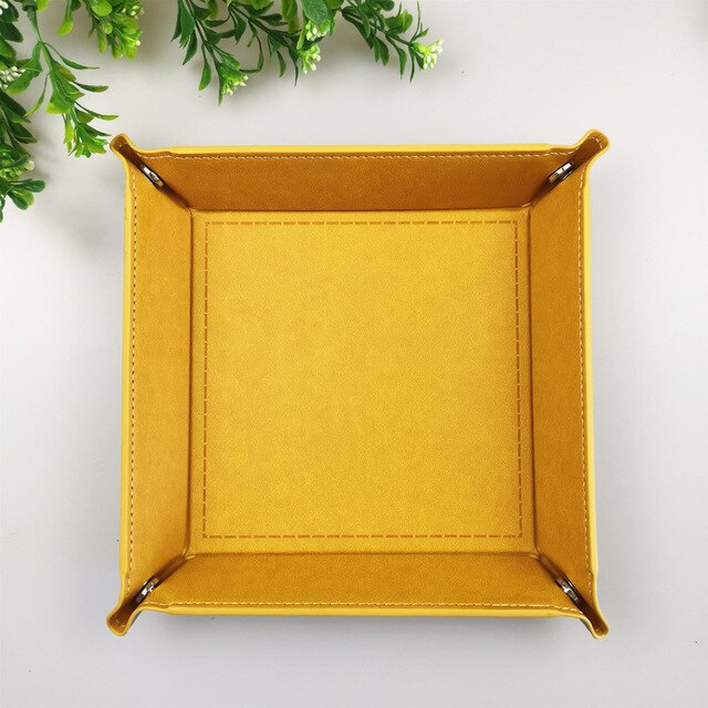 Square Tray PU Dish Foldable Pads Storage Box Leather Rack Table Mat Non Stick Dice Holder Sundries Plate Organization