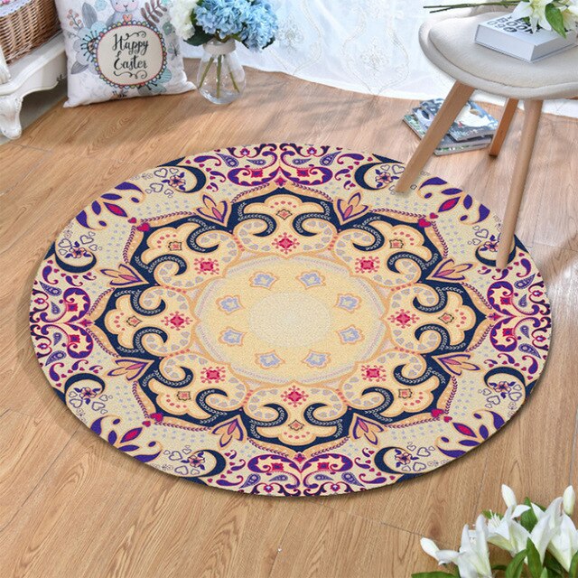 Morocco Ethnic Style Round Carpets Non-Slip Area Rugs Living Room Bedroon Kids Play Mat