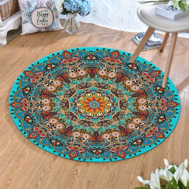 Morocco Ethnic Style Round Carpets Non-Slip Area Rugs Living Room Bedroon Kids Play Mat