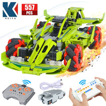 KAIYU City Remote Control 360° Rotating Drift Racing Car Bricks high-tech Sports Car RC vehicle Building Blocks Toys for boys
