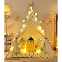 Teepee Tent for Kids Foldable Children Play Tent for Girl and Boy 4 Poles White Playhouse Baby Toy for Indoor and Outdoor Games