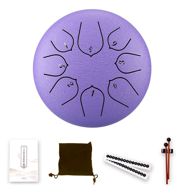 Tongue Drum 6 Inch 5 Tone 8 Notes Steel Tongue Drum Handheld Tank Drum Ethereal Hand Pan Drum Musical Percussion Instruments