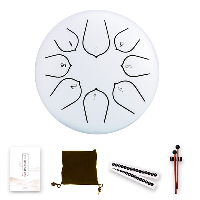 Tongue Drum 6 Inch 5 Tone 8 Notes Steel Tongue Drum Handheld Tank Drum Ethereal Hand Pan Drum Musical Percussion Instruments