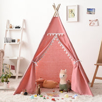 Children's Fold Tent Toys for Kids Portable Tipi Infantil House for Infant Outdoor Tents Decoration Carpet Wood Play House Toy