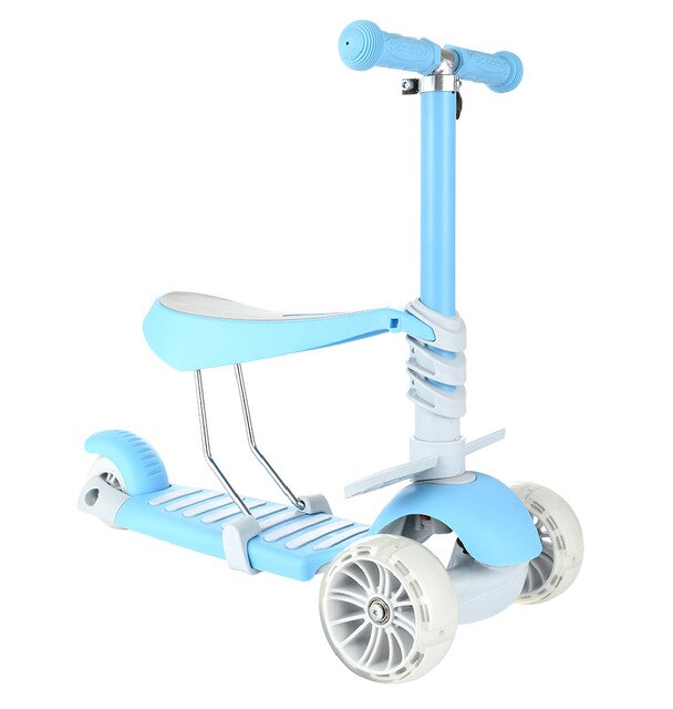 3 In 1 Flash Wheel Baby Scooter Toddler Bicycle Adjustable Push Trolley Baby Balance Car Kids Bike Ride On Toys 2-6years Old