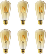 ST64 Filament Bulb 6W E27 Retro Edison 220-240V Vintage Lamp 6pcs/Lot 2700K Glass Light