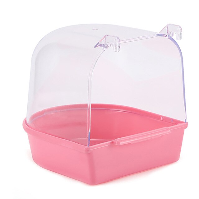 Clear Parrot Bath Box Hanging Anti-skid Bird Bathing Tub Parrot Transparent Bath Tub for Budgie Outdoors Space Pet Supplies