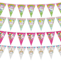 Rainbow Unicorn Party Paper Banner Girl Kids 1st Birthday Hanging Flags Little Mermaid Garland Baby Shower Wedding Decorations