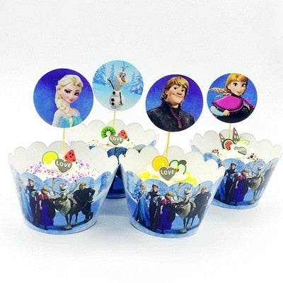 Frozen Anna Elsa Princess Themes Disposable Tableware Paper Plates For Child favors Birthday Baby Shower Supplies Party Decor
