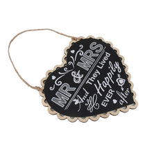 Wedding Craft Heart Shape Wooden Blackboard Pendant Mr & Mrs Sign Hang Tag Wedding Decoration Favors Party Supplies Craft Gifts