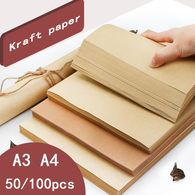 A4 A3 kraft paper thick cardboard color lead sketch painting art inkjet printing paper binding cover handmade DIY wrapping paper